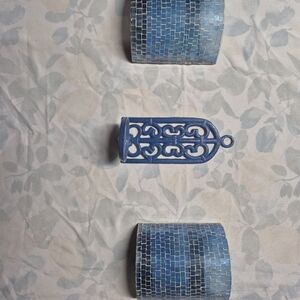 Blue Mosaic Candle Holders Set Of 3